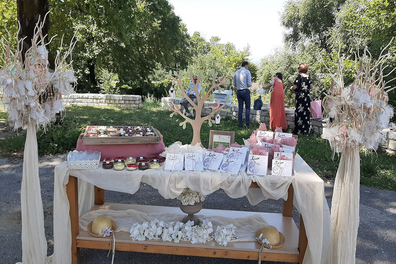 Pink &  ivory christening decor!