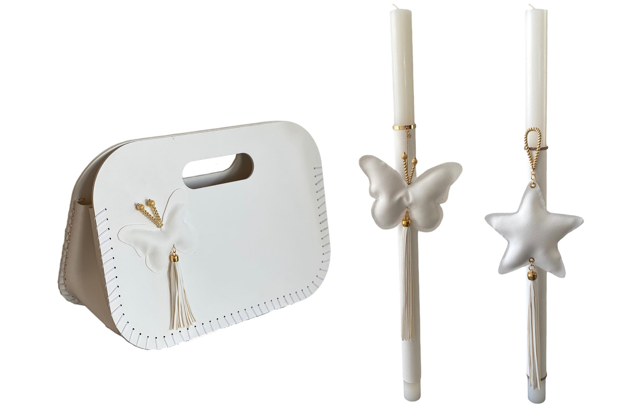 Buttefly christening bag &candle